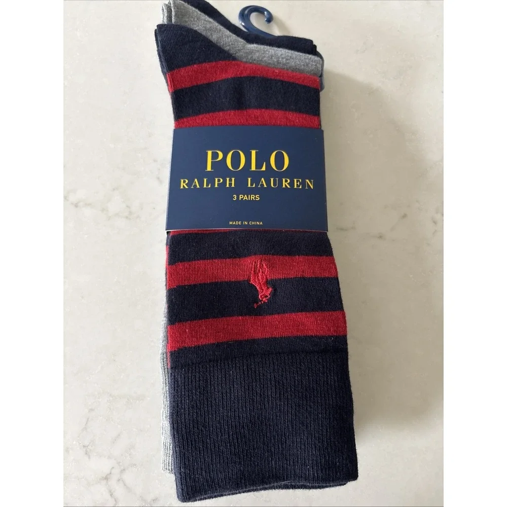 New Polo Ralph Lauren Men's 3 Pair Pack Crew Business Dress Socks  10-13